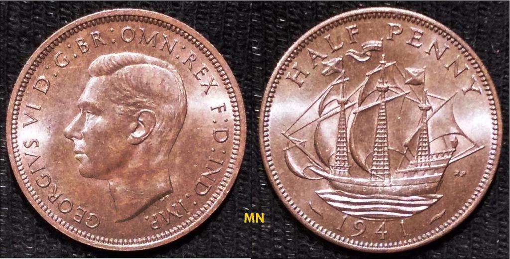United Kingdom ½ Penny - George VI with `IND:IMP` - 1941 (Coin looking almost perfect - if not unc)