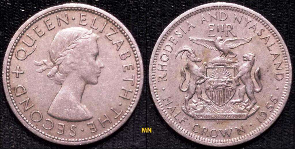 Rhodesia and Nyasaland ½ Crown - Elizabeth II 1st portrait - 1955