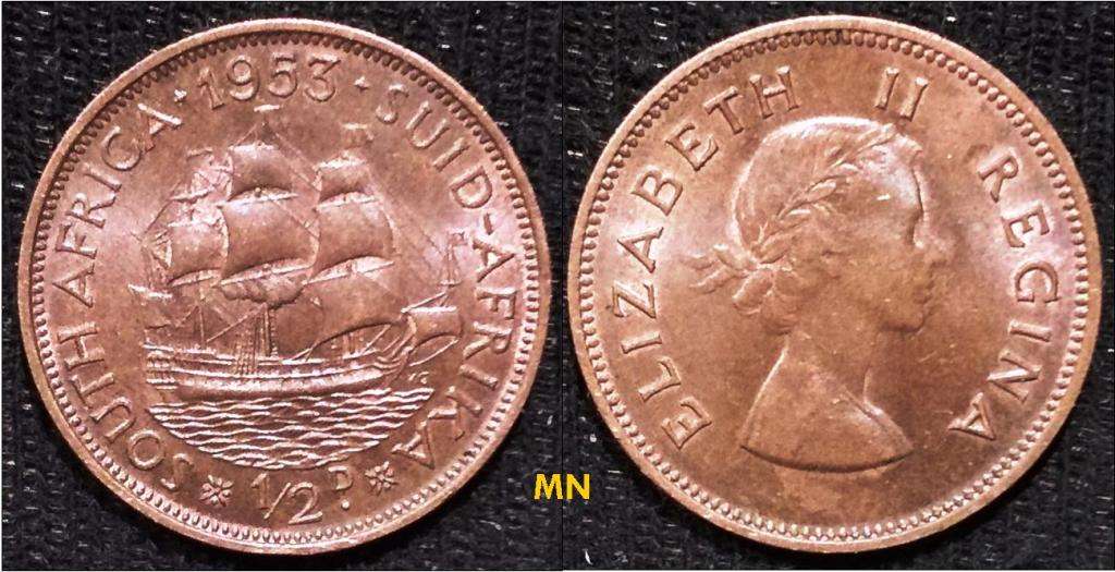 South Africa ½ Penny - Elizabeth II 1st portrait - 1953