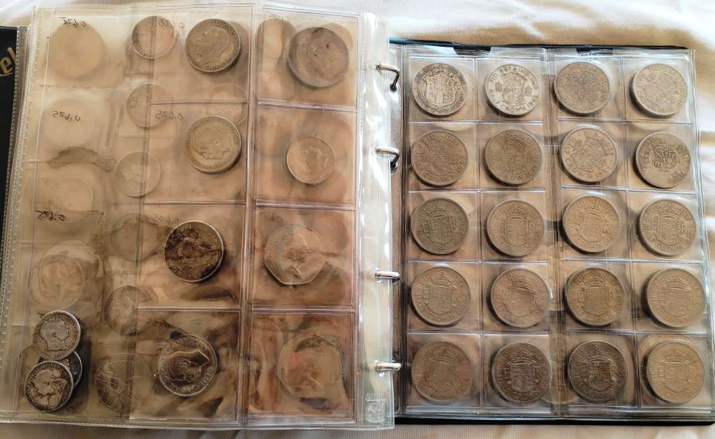 Britania / Great Britain coin lot in album (now minus the bronze pennies)