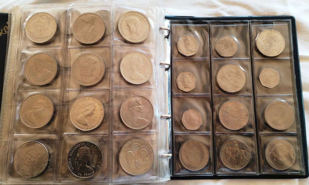 Britania / Great Britain coin lot in album (now minus the bronze pennies)