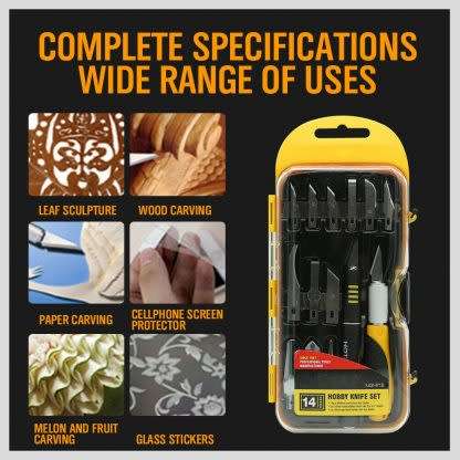 14Pc Hobby Knife Kit Modelling Penknife Blade Set Sharp Art Cutting Craft Knives