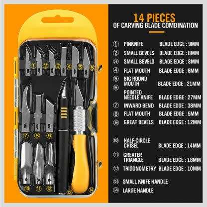 14Pc Hobby Knife Kit Modelling Penknife Blade Set Sharp Art Cutting Craft Knives
