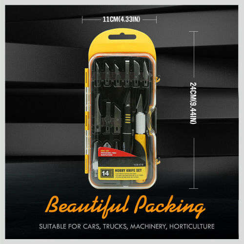 14Pc Hobby Knife Kit Modelling Penknife Blade Set Sharp Art Cutting Craft Knives