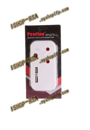 Powline Multi-plug with 2 USB Ports Pl-D002