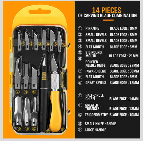 14Pc Hobby Knife Kit Modelling Penknife Blade Set Sharp Art Cutting Craft Knives