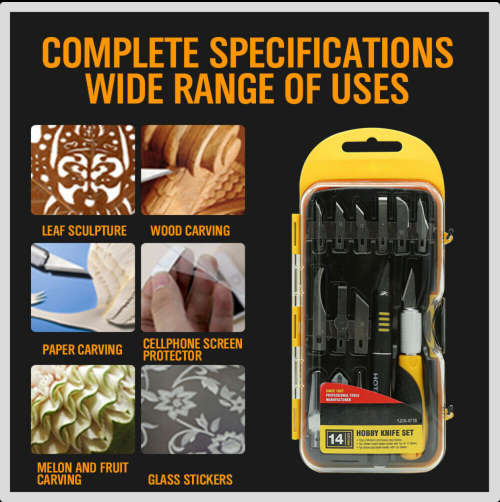 14Pc Hobby Knife Kit Modelling Penknife Blade Set Sharp Art Cutting Craft Knives