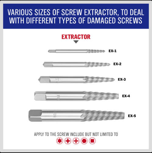 10pcs Easy Out Screw Extractor Set Matched Left Hand Drill Bits Broken Bolt New