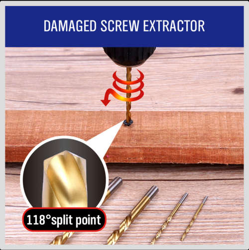 10pcs Easy Out Screw Extractor Set Matched Left Hand Drill Bits Broken Bolt New