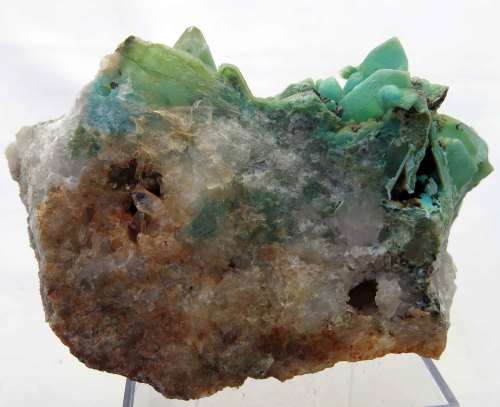 Chrysocolla on Quartz, Messina Copper Mine, South Africa