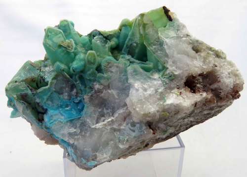 Chrysocolla on Quartz, Messina Copper Mine, South Africa
