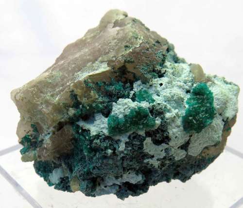 Dioptase And Shattuckite on Quartz, Koakoveld, Namibia