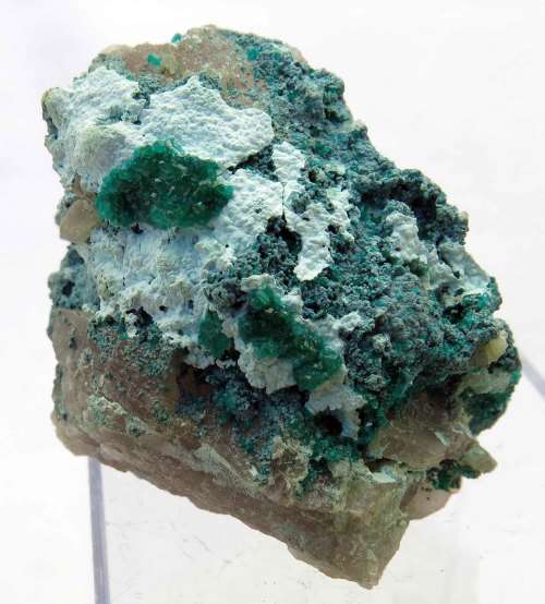 Dioptase And Shattuckite on Quartz, Koakoveld, Namibia