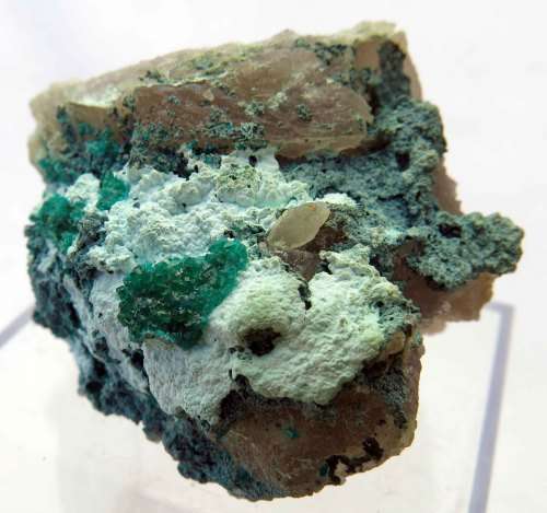 Dioptase And Shattuckite on Quartz, Koakoveld, Namibia
