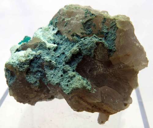 Dioptase And Shattuckite on Quartz, Koakoveld, Namibia