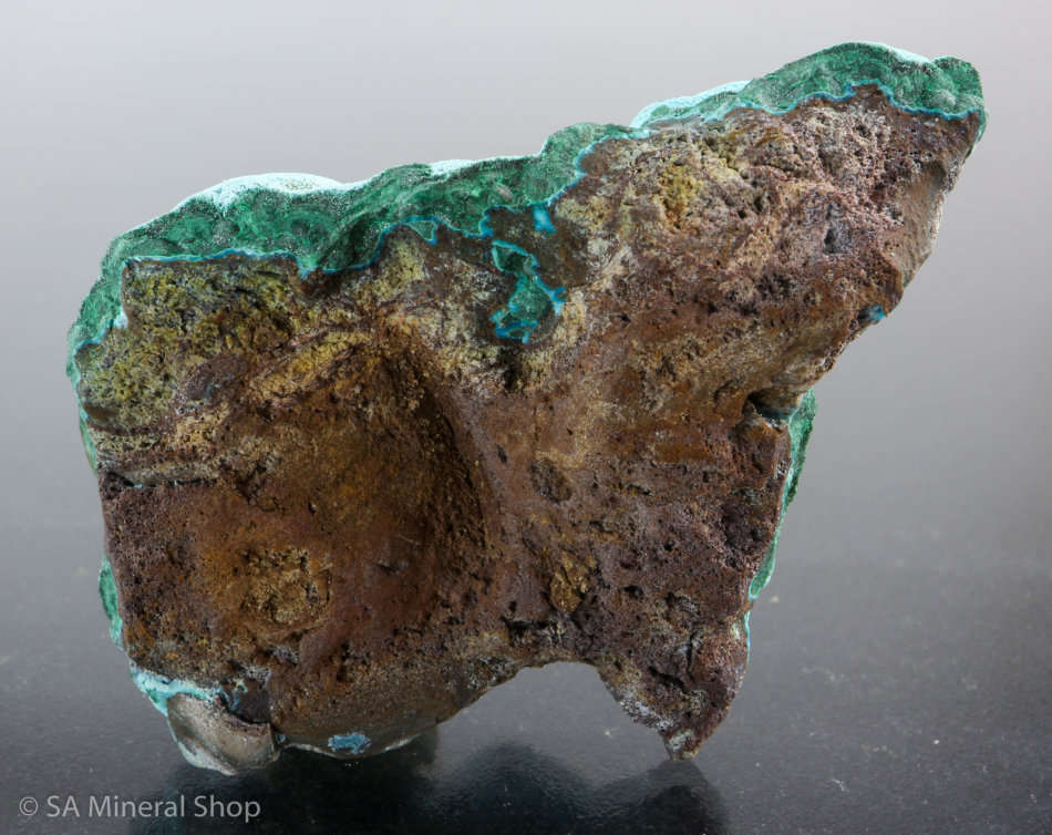 Chrysocolla on Malachite on Matrix ,Katanga, DRC