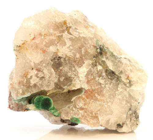 Malachite Spray in Quartz Vug, Kaokoveld Region, Namibia