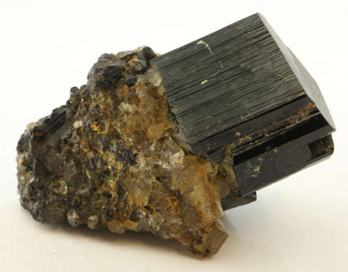 Quartz on black Tourmaline, Erongo Mnt Region, Namibia
