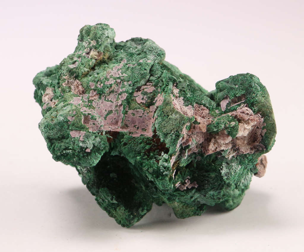 Malachite on Cobaltoan Calcite Cluster, Mashamba West Mine, DRC