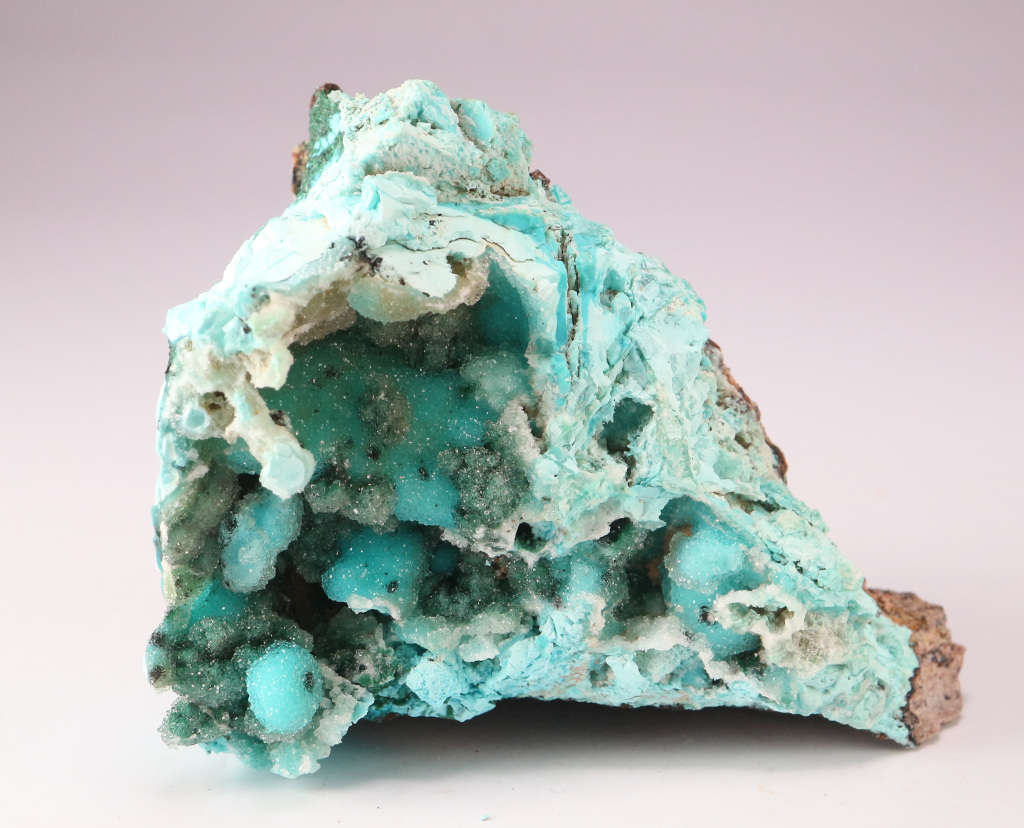 Quartz on Chrysocolla on Matrix, Tenke Fungurume, DR Congo
