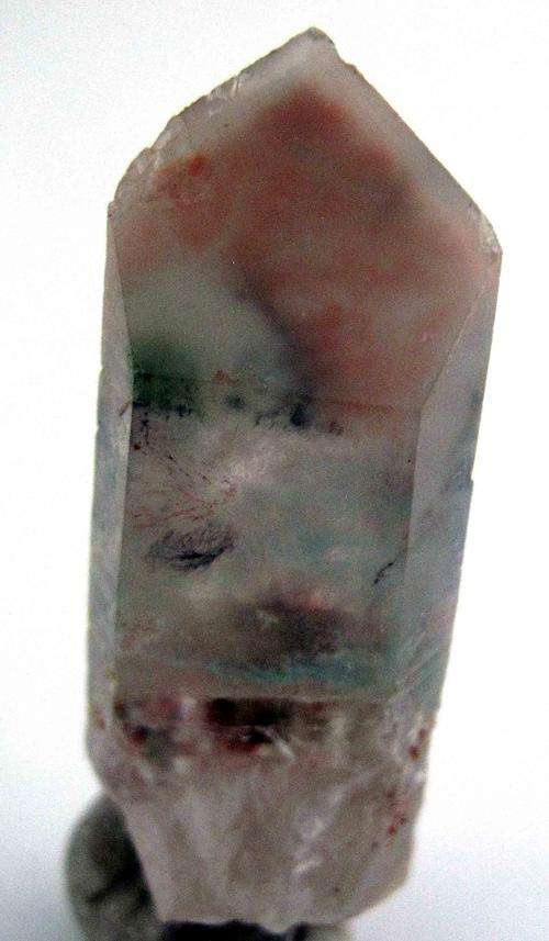 Ajoite & Native Copper in Quartz Point, Messina Copper Mine, Limpopo Province, South Africa