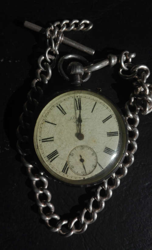 SILVER  FOB CHAIN AND POCKET WATCH.