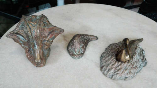 THREE EROMEL BRONZE SCULPTURES. K CALDER.