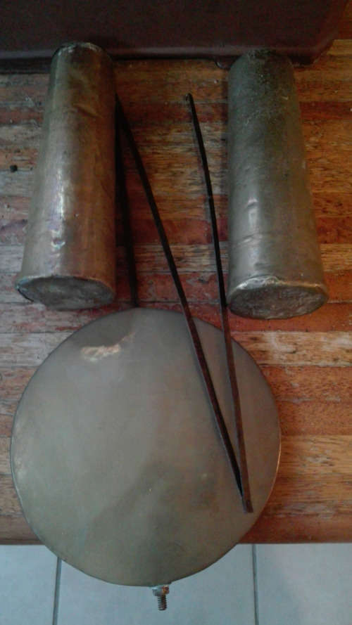 MORBIER/COMPTOIS CLOCK ANTIQUE WEIGHTS AND PENDULUM.