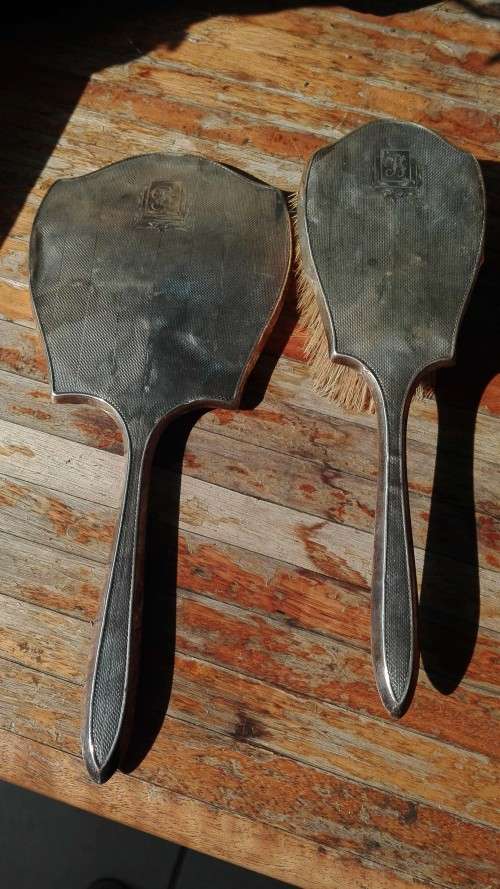 STERLING SILVER BRUSH AND MIRROR.