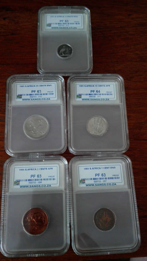 1965 COLLECTION OF FIVE COINS,,,ONE CENT Etc..