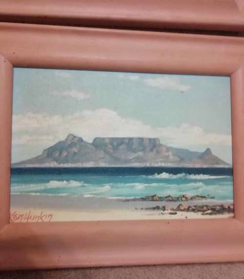 TWO OIL ON BOARD PAINTINGS BY KEN HUNKIN.