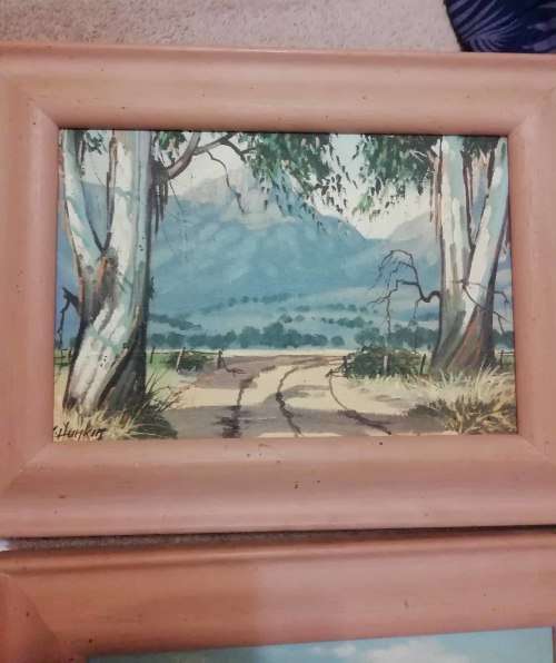 TWO OIL ON BOARD PAINTINGS BY KEN HUNKIN.