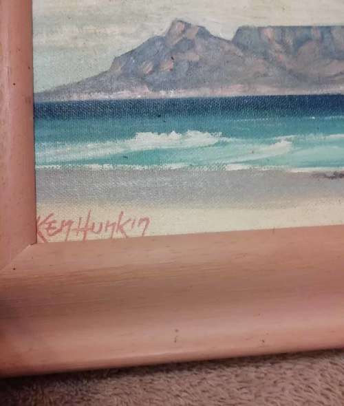 TWO OIL ON BOARD PAINTINGS BY KEN HUNKIN.