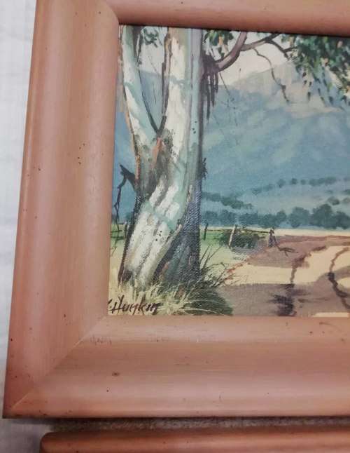 TWO OIL ON BOARD PAINTINGS BY KEN HUNKIN.