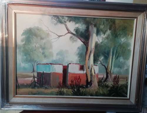 ORIGINAL C TUGWELL OIL ON BOARD PAINTING.