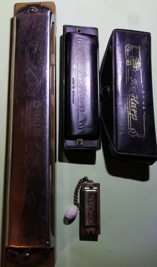THREE VINTAGE HARMONICAS, YAMAHA VIRTUOSO No.24 . RARE.