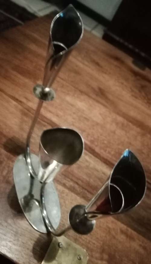 ANTIQUE ART DECO EPERGNE, AND DANISH CANDLE HOLDER. SILVER PLATED.