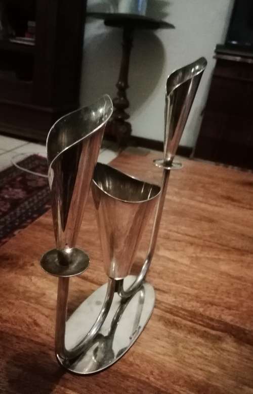 ANTIQUE ART DECO EPERGNE, AND DANISH CANDLE HOLDER. SILVER PLATED.