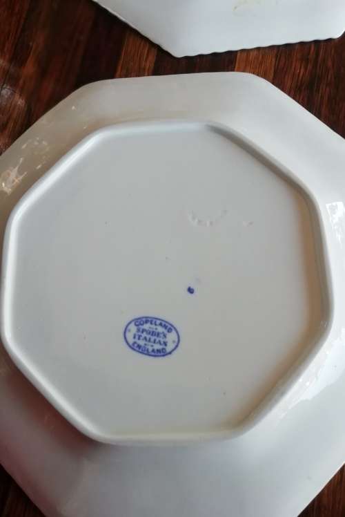 TWO COPELAND SPODE DINNER PLATES.