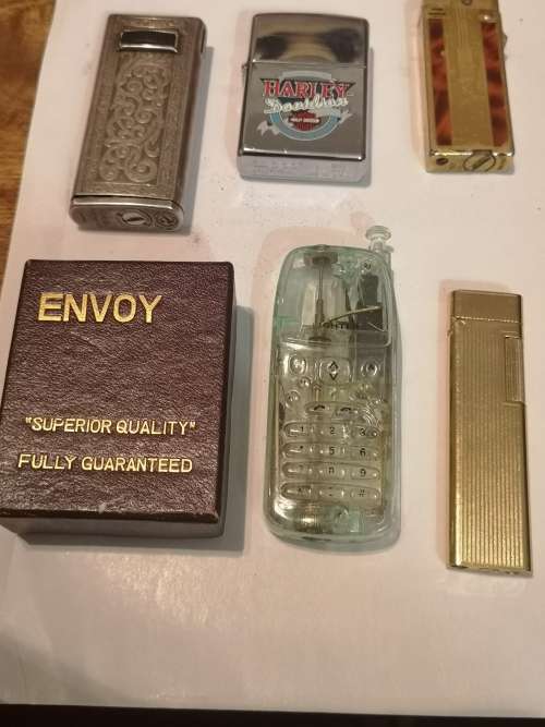 COLLECTION OF 6 LIGHTERS, ZIPPO, ENVOY, MINK ETC.