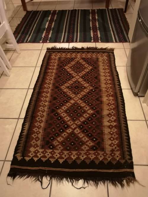 TWO KELIM RUGS. FLATWEAVE.