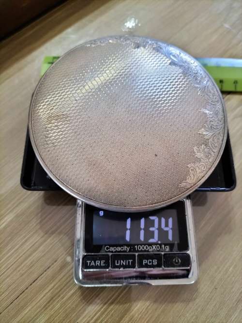 ANTIQUE CRYSTAL GLASS BOWL AND STERLING SILVER LID.