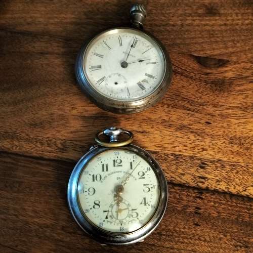 TWO POCKET WATCHES, NOT WORKING.