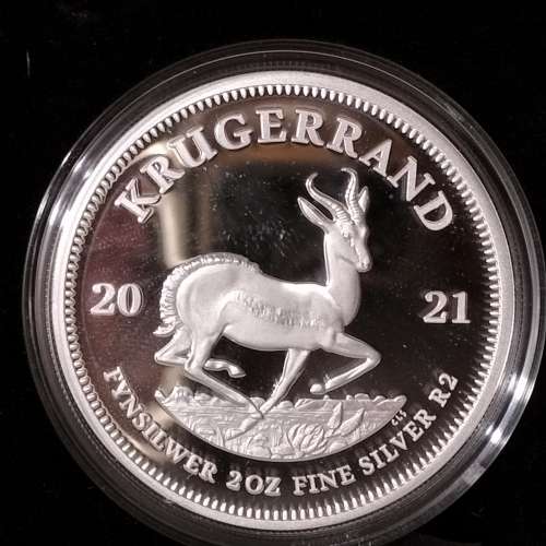 RARE 2021 SILVER KRUGER 2OZ PROOF COIN.