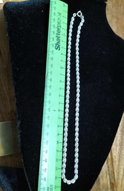 SILVER ROPE CHAIN, NECKLACE.