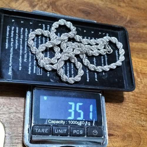 SILVER ROPE CHAIN, NECKLACE.