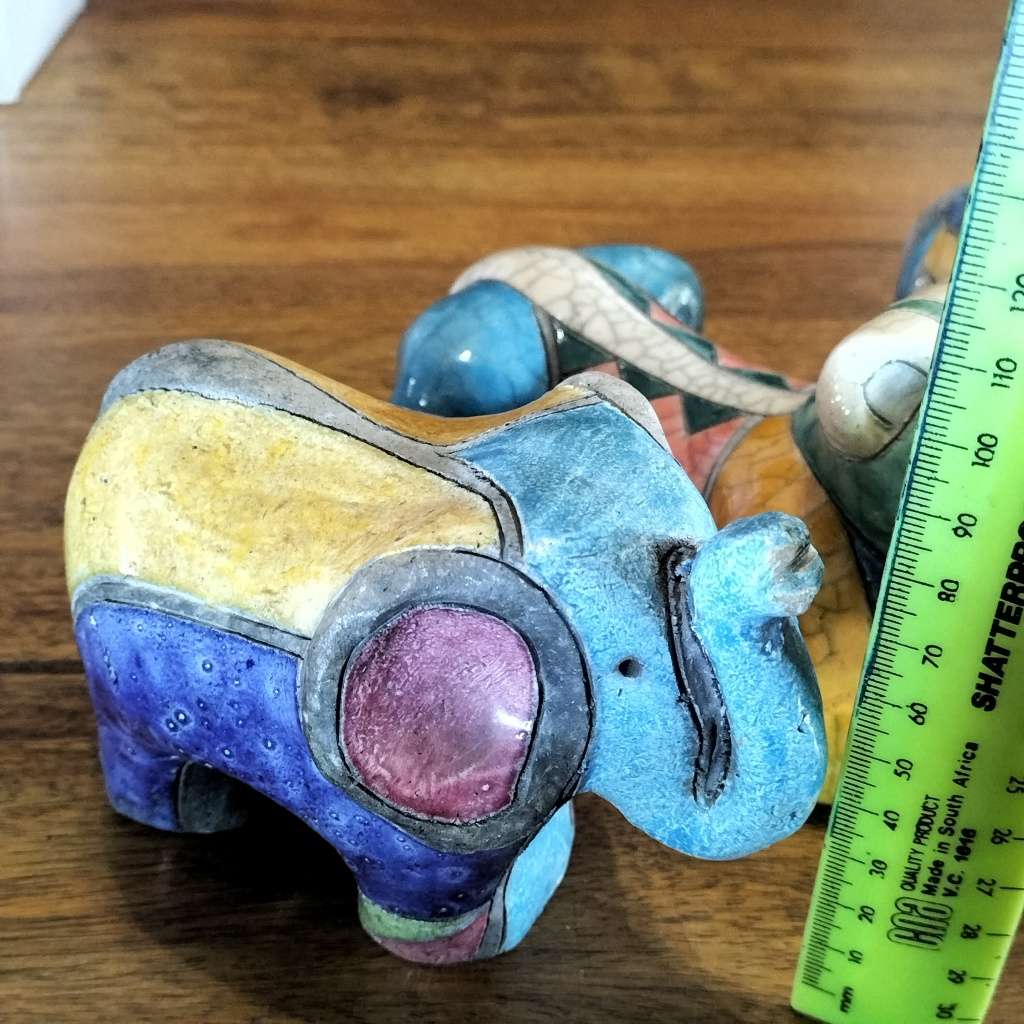 THREE, `S. A.` RAKU CERAMIC FIGURINES.