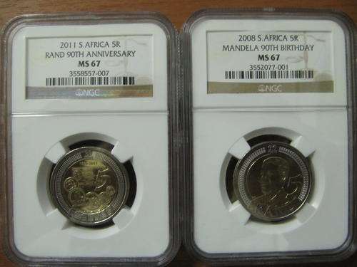 MS 67 MANDELA 2008 R5 AND MS 67 2011 90TH ANIVERSARY R5