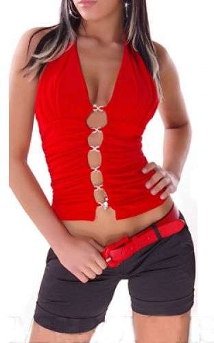 Red "eyelet" club top