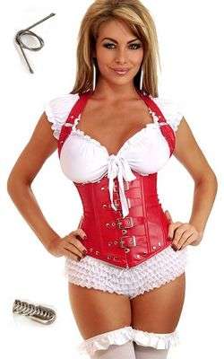Red leather halterneck corset